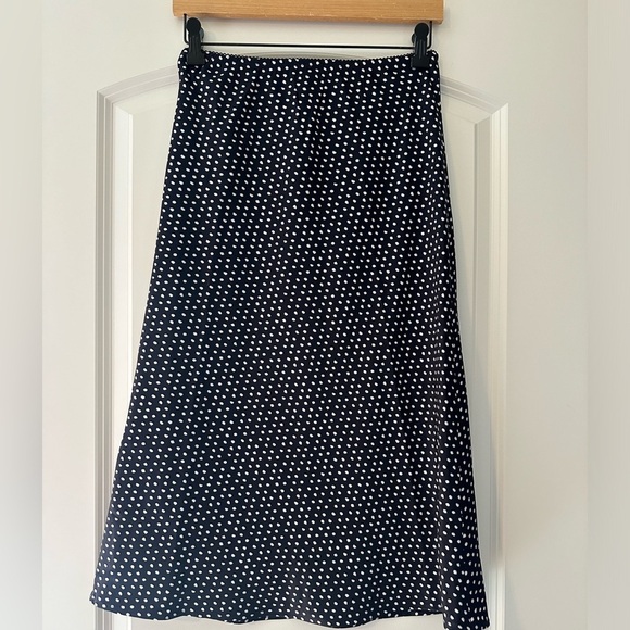 NWT Aqua Navy and White Polka Dot Midi Skirt - Picture 3 of 7